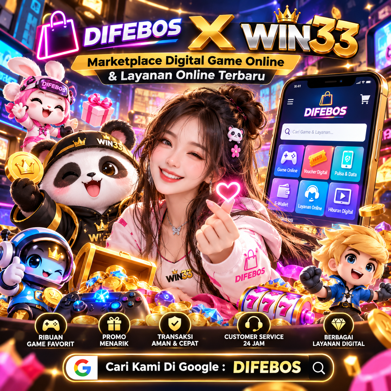 DIFEBOS X WIN33 : Marketplace Digital Game Online & Layanan Online Terbaru